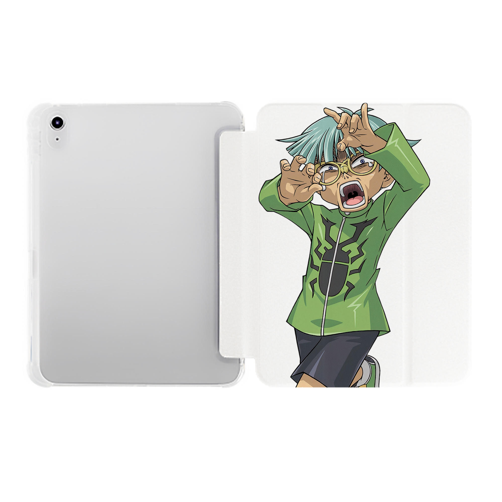 （画像用） 遊☆戯☆王 Yu-Gi-Oh! IPad ケース ペン収納付き 三つ折りスタンド PUレザー×シリコン 対応機種9.5/10.5/10.9インチ